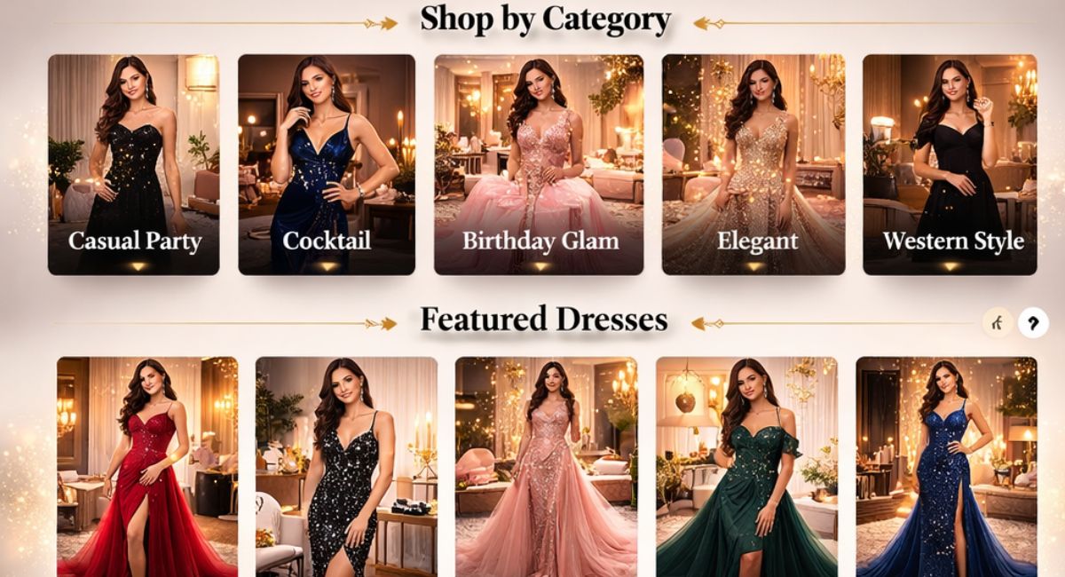 Explore premium luxury fashion dresses designed for elegance and style