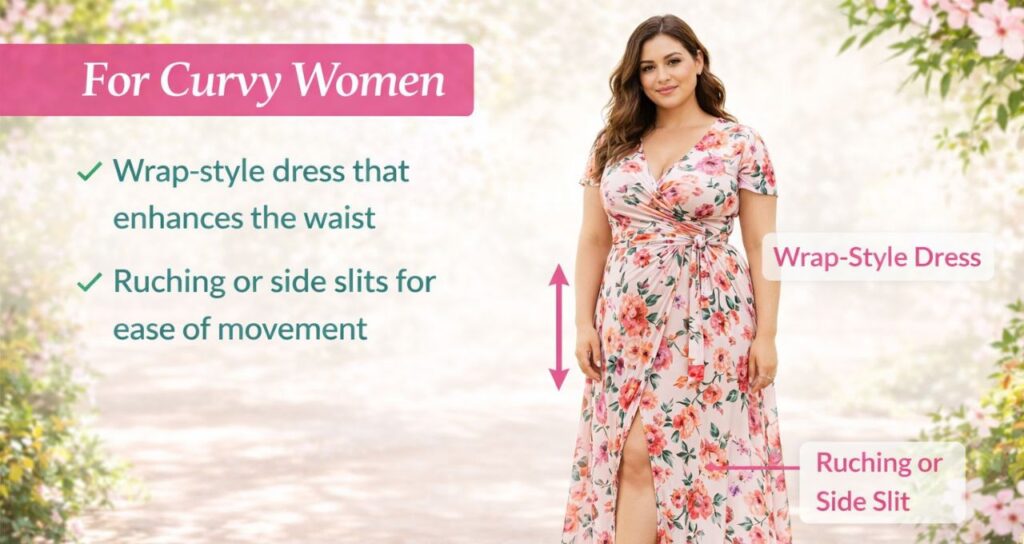 Stylish dresses designed to flatter curvy body types for women.”