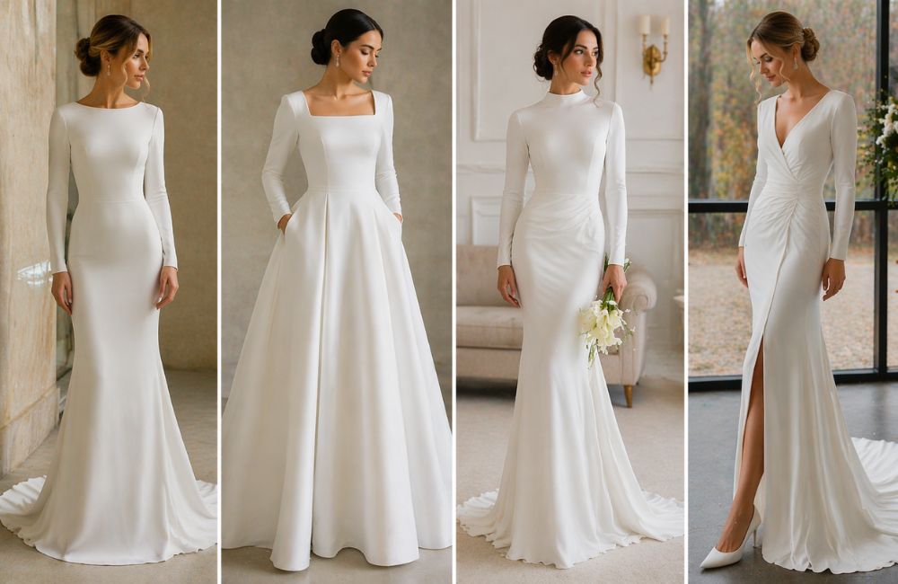 modern long sleeve wedding dresses minimalist style
