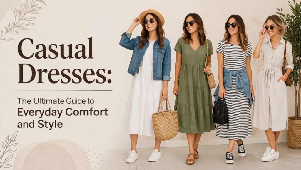 Stylish casual dresses for women showcasing comfortable and trendy everyday fashion looks