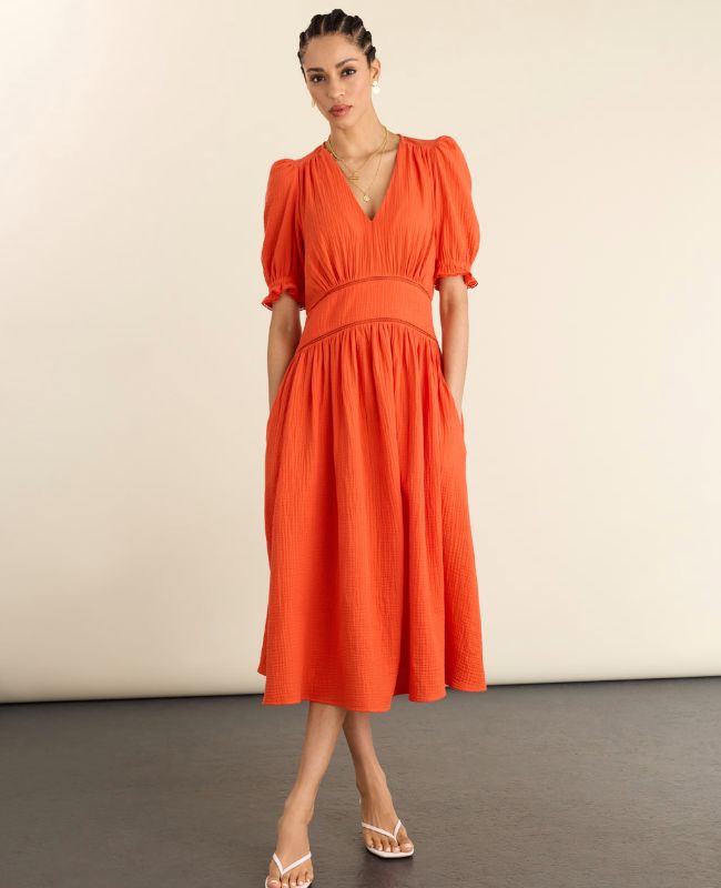 casual orange dress for women in comfortable everyday style