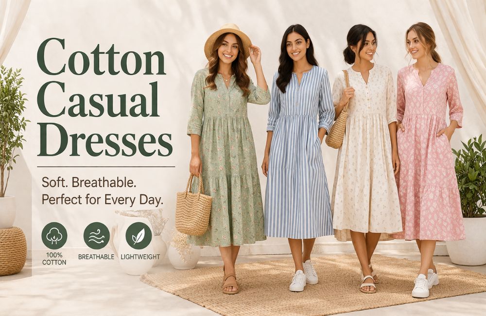 Stylish cotton casual dresses showing lightweight and breathable fashion for daily wear