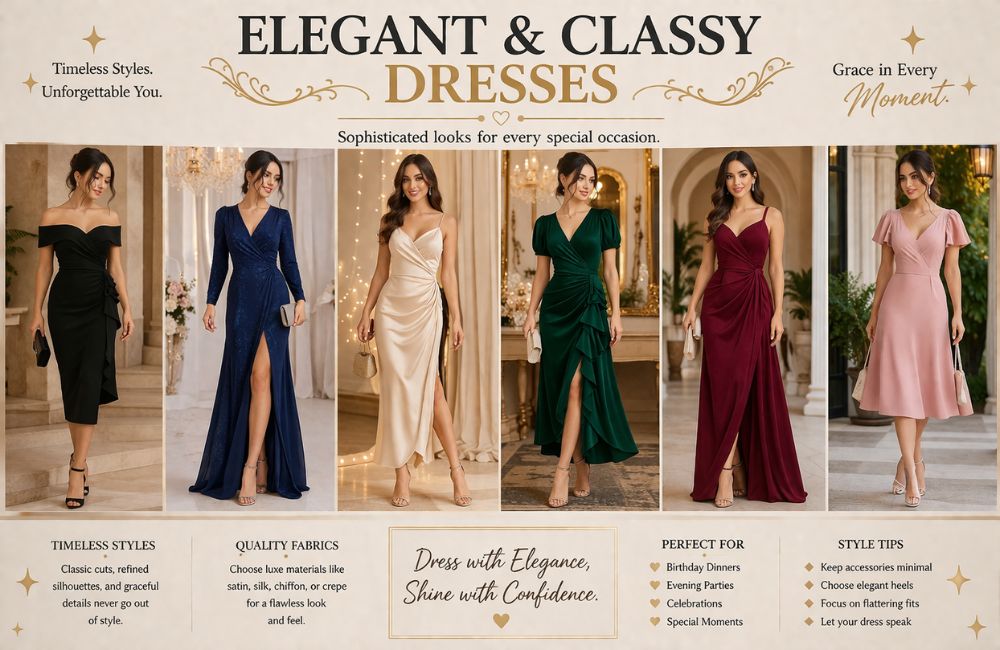 Stylish and classy outfits ideal for evening gatherings and special occasions.”