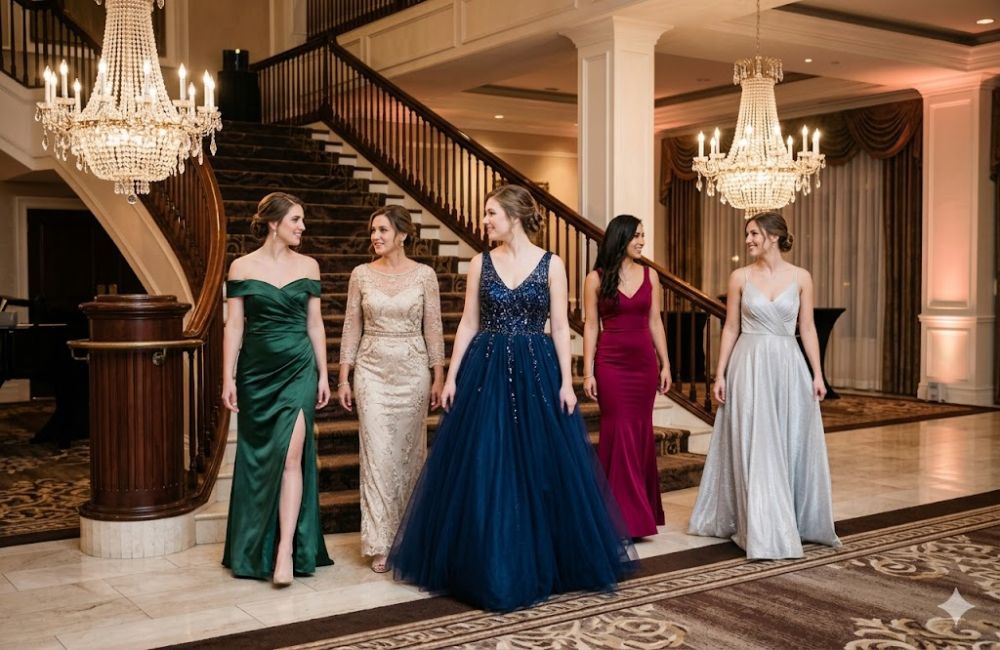 "Elegant formal fancy dresses for women, perfect for office parties, formal events, and special occasions."