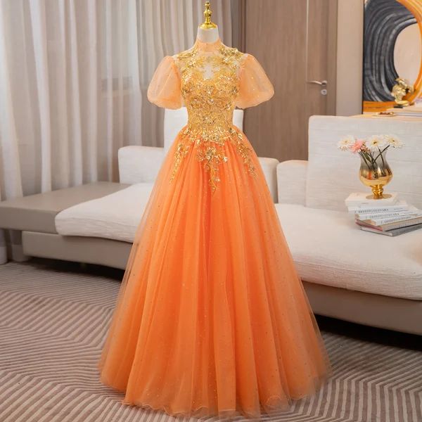 formal orange dress for women elegant outfit for special occasions