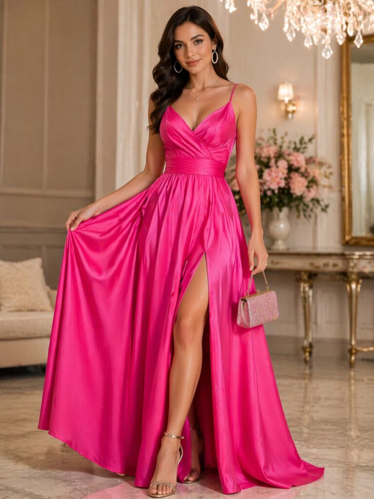 hot pink elegant outfit stylish woman fashion look