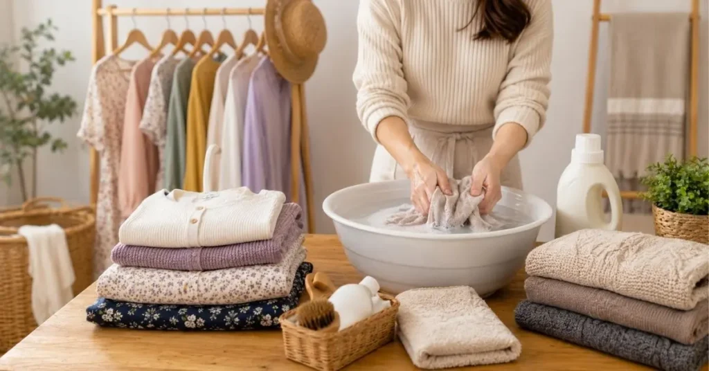 How to take care of casual outfits with gentle washing, mild detergent, low-heat ironing, shade drying, and proper clothing care.