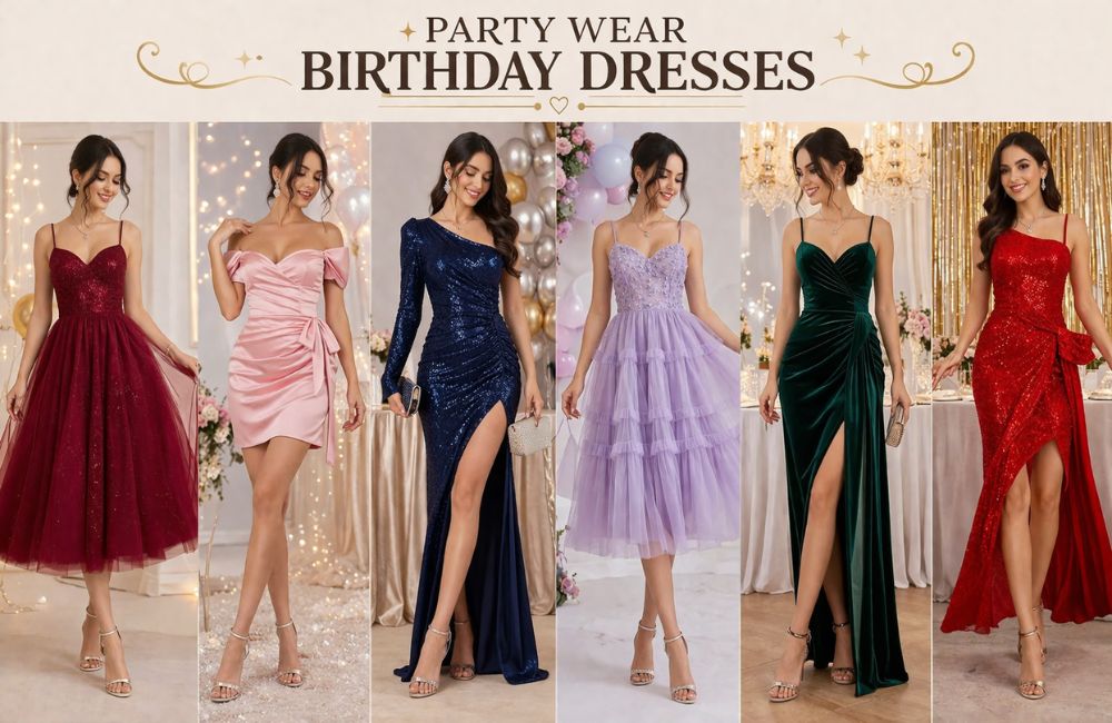 “Women’s festive dresses are ideal for birthday parties and special events.”