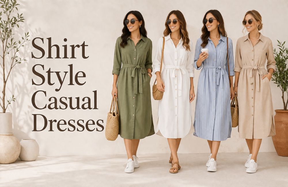 Shirt style casual dresses for women featuring button-down, comfortable, and stylish everyday outfits
