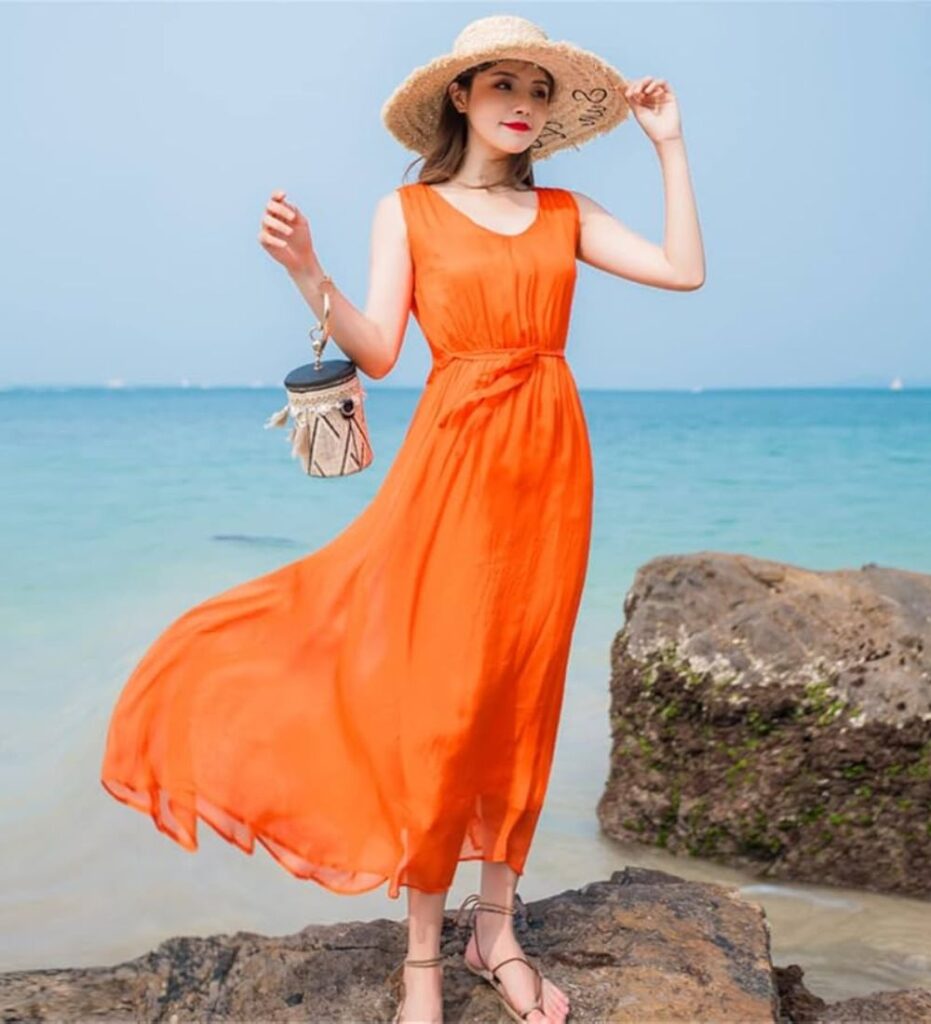 summer orange dress for women lightweight outfit perfect for hot weather