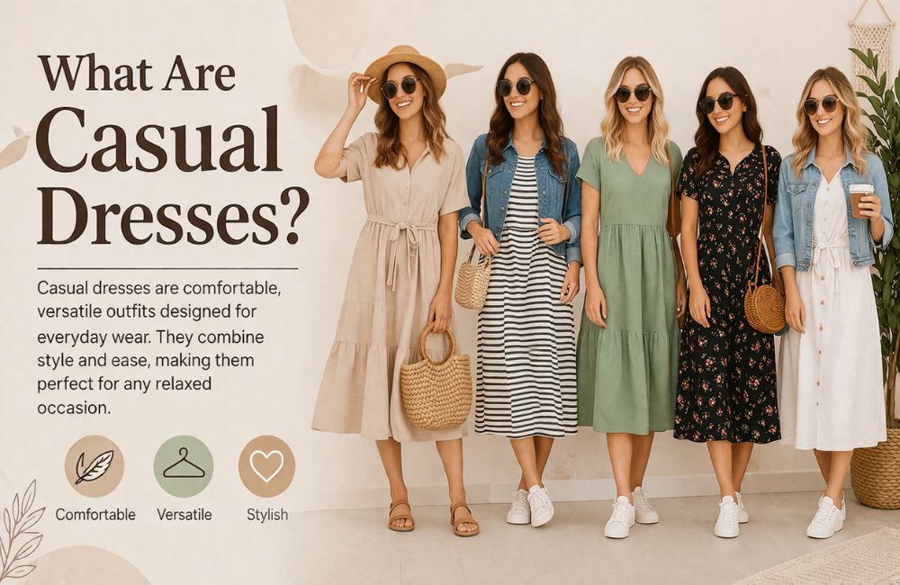 Casual dresses definition showing comfortable, versatile, and stylish outfits for daily wear