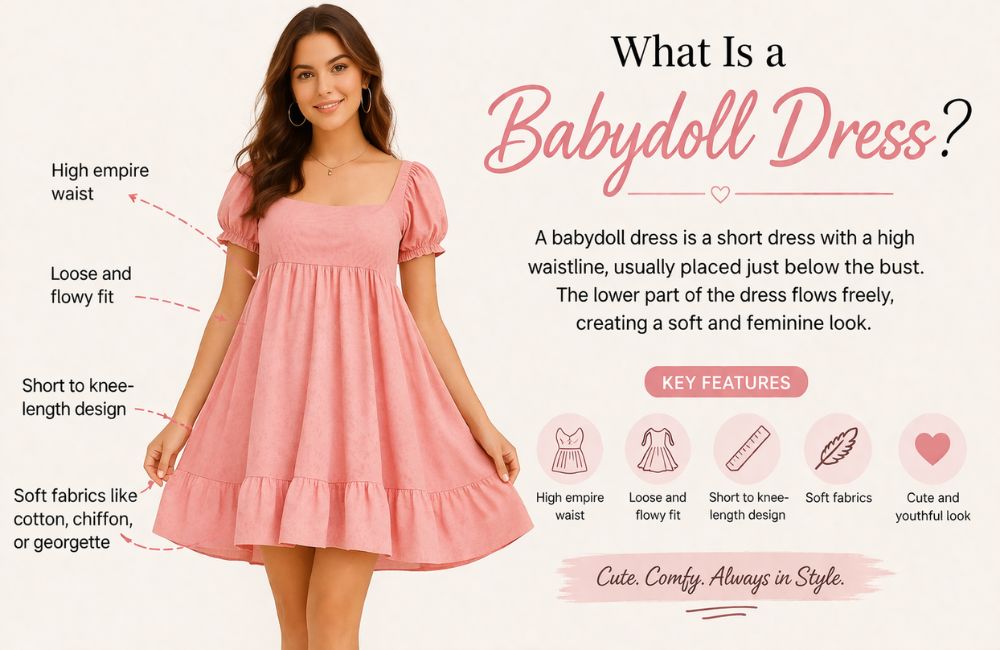"Cute and short loose-fitting babydoll dress