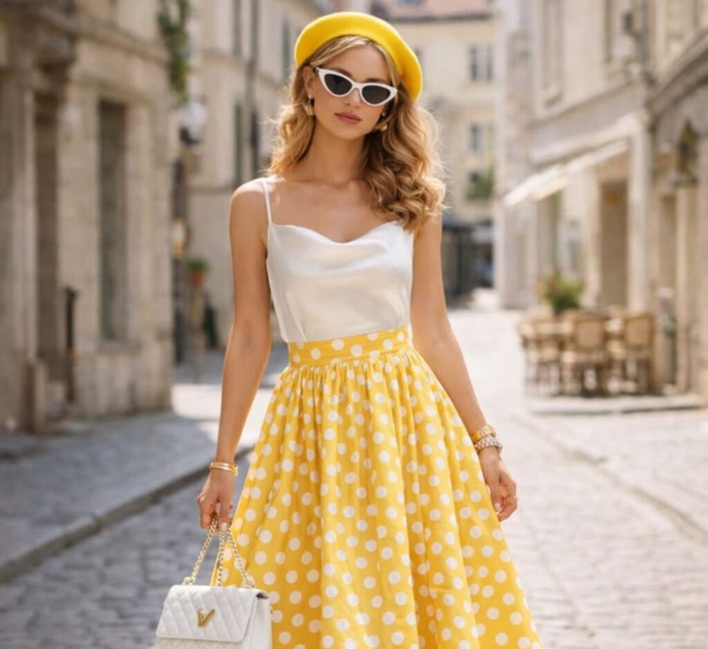 Why Yellow Polka Dot Outfits Are Trending