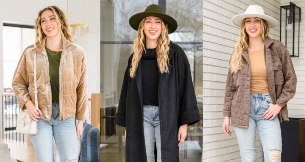 "Woman wearing a casual winter dress for an outing"