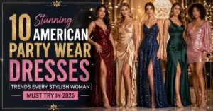 American Party Wear Dresses featuring elegant evening fashion trends for stylish women at glamorous celebrations