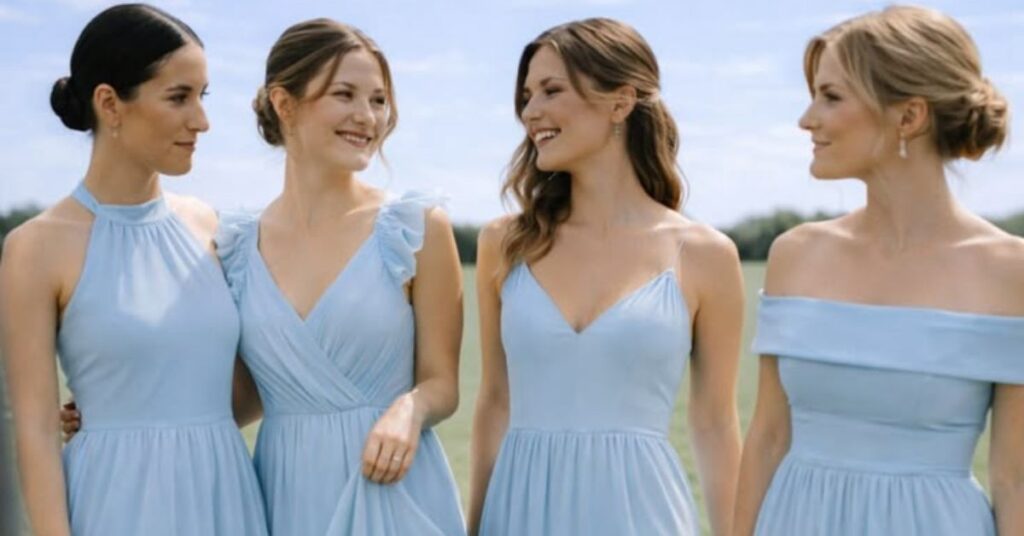 Premium light blue dress fabrics, including silk, chiffon, cotton, and satin, are designed for comfort and elegance