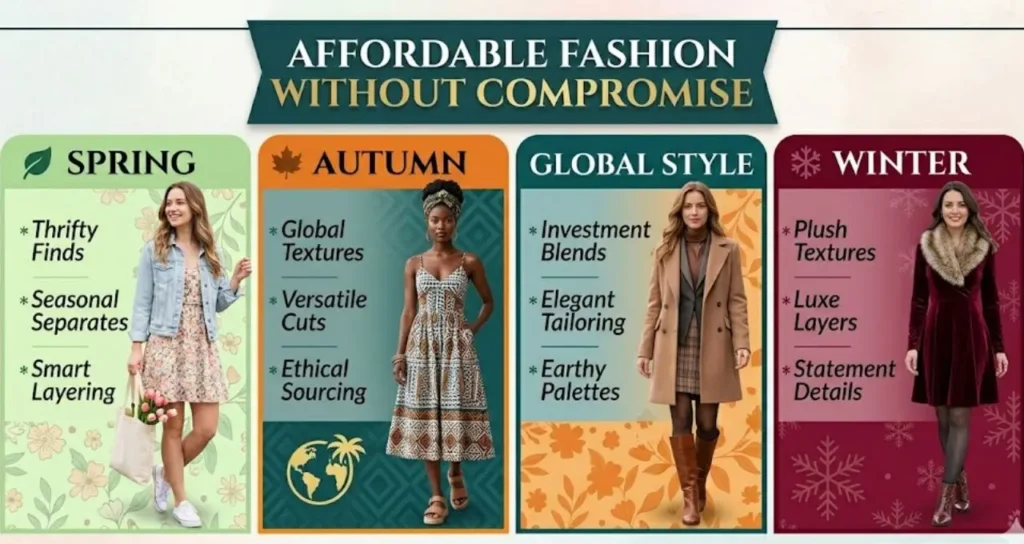 Affordable fashion outfits showcasing stylish, budget-friendly clothing options without compromising on quality or elegance.