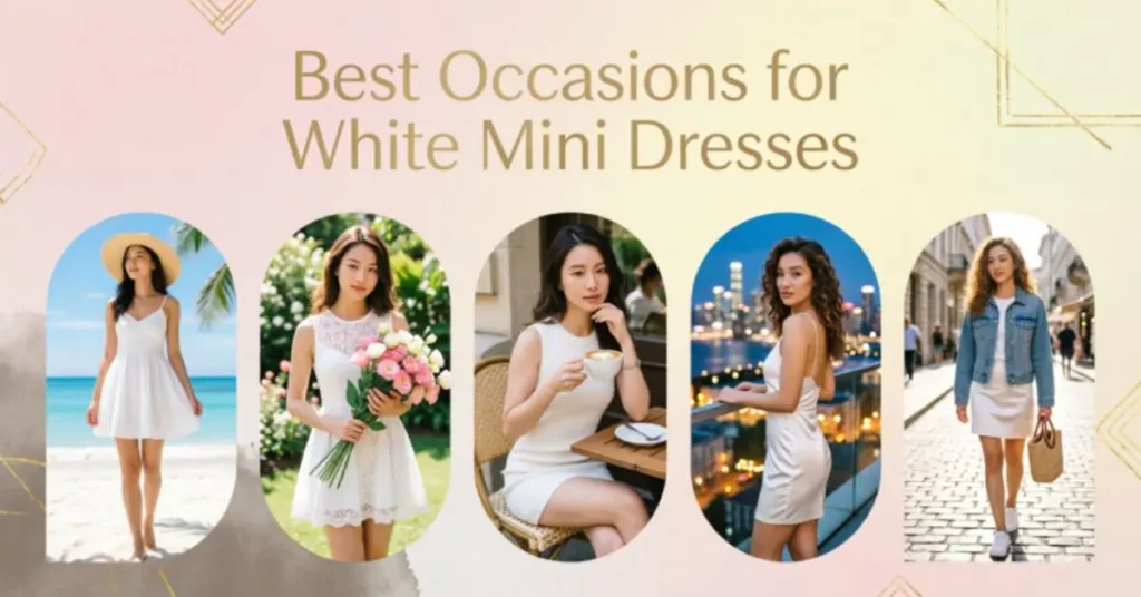Best occasions to wear a white mini dress featuring stylish party, beach, and casual outfit inspiration