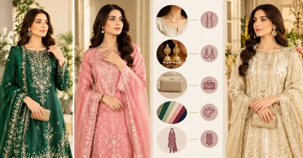 Best styling tips for Pakistani fashion featuring elegant traditional outfits, balanced accessories, and modern South Asian styling.