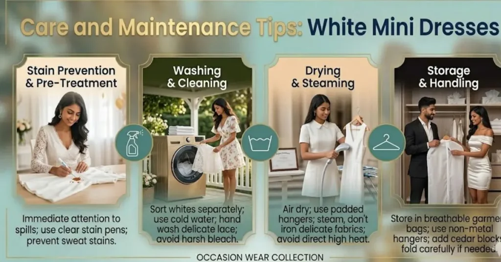Care and maintenance tips for white mini dress to keep fabric clean bright and stylish