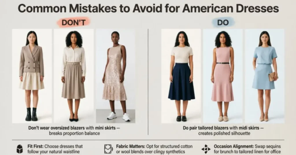 Common Mistakes to Avoid in Summer Fashion featuring poor outfit coordination, heavy fabrics, excessive accessories, uncomfortable footwear, and styling choices that reduce comfort and elegance during warm weather.