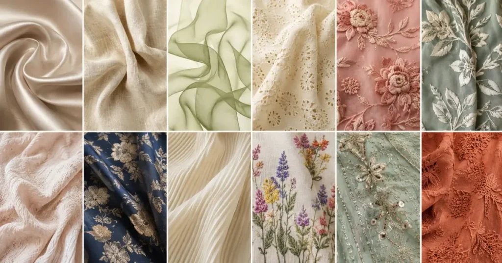 Fabrics and Embroidery Trends in Traditional Pakistani Dresses featuring luxurious chiffon, silk, lawn, velvet, and intricate hand embroidery with elegant cultural designs.