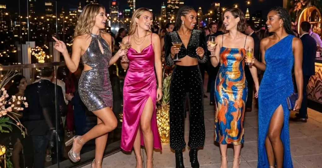 Latest American partywear fashion trends 2026 featuring elegant evening outfits and modern glamorous styles