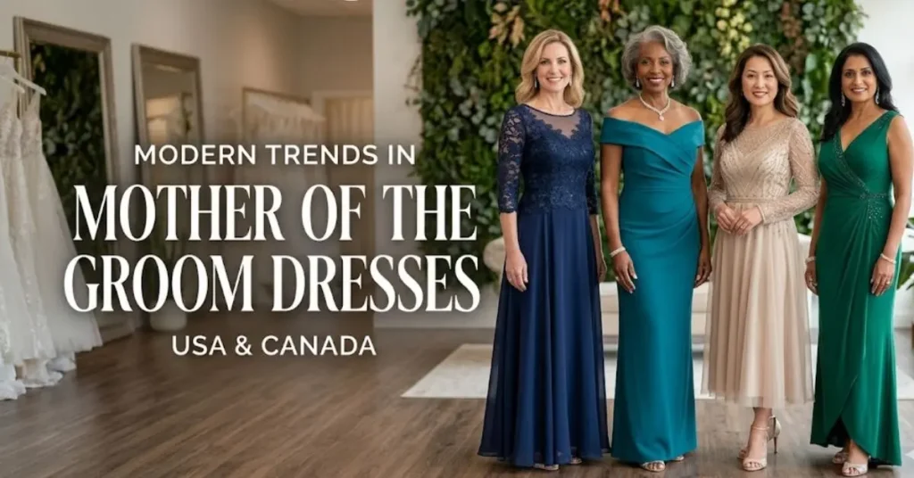 Modern mother of the groom dresses in the USA and Canada featuring elegant contemporary styles, flattering silhouettes, and trendy wedding fashion designs.
