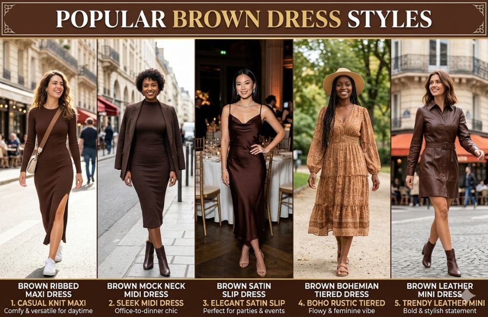 Popular Brown Dress Styles