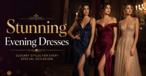 Elegant woman wearing a stunning satin evening dress at a luxury event