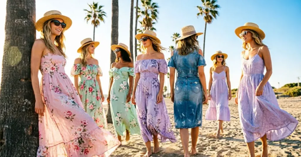 Popular Fabrics for Hot Weather featuring lightweight cotton, breathable linen, soft rayon, airy chiffon, and sustainable materials designed for comfort, style, and summer fashion.