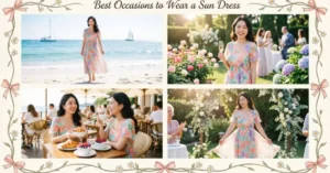 Stylish sun dress perfect for effortless summer fashion, featuring a light and breezy design ideal for warm weather outings.
