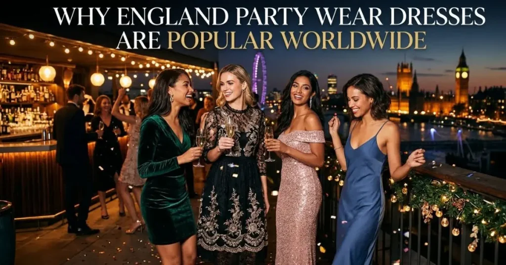 Elegant England Party Wear Dresses featuring sophisticated British fashion, luxurious fabrics, timeless silhouettes, and stylish evening wear that is admired and popular worldwide for special occasions and celebrations.