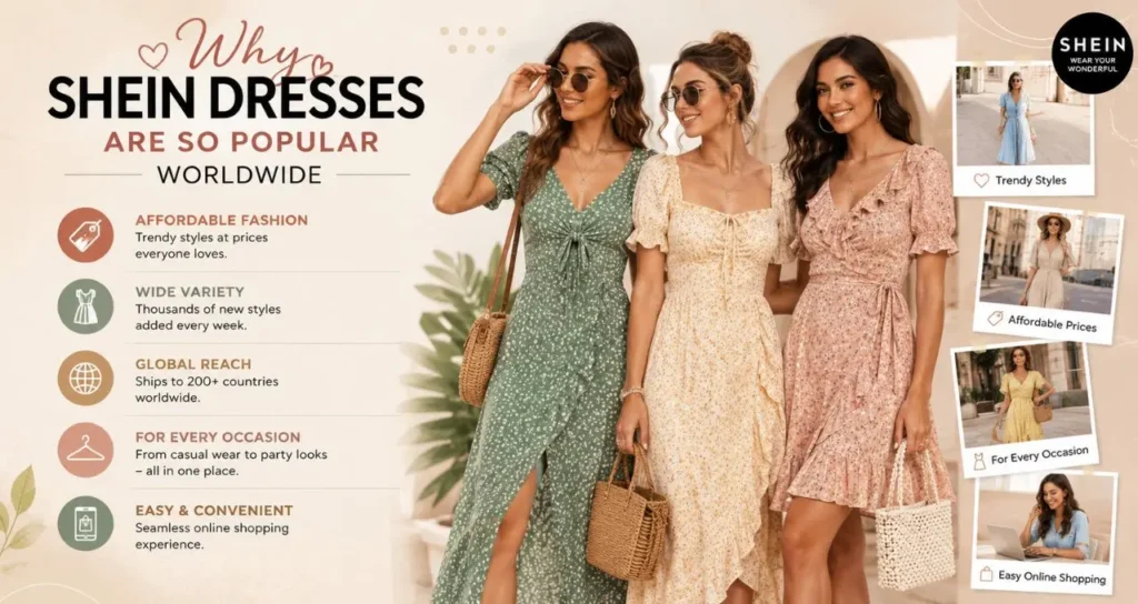 Why Shein Dresses are so popular worldwide featuring affordable fashion, trendy styles, global shopping access, and stylish women’s outfit inspiration