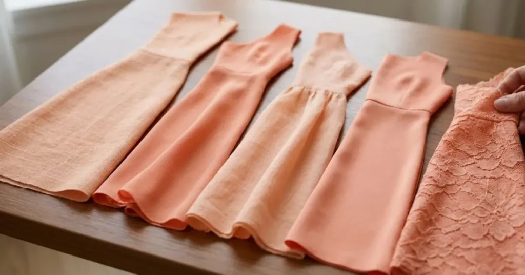 Best fabrics for peach dress including silk chiffon satin lace and organza for elegant and stylish women fashion outfits