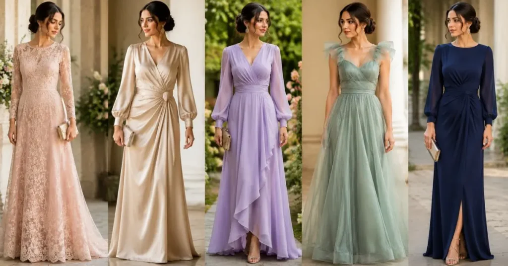 “Elegant visual representation of the best fabrics for British wedding attire, featuring luxurious satin, delicate lace, soft chiffon, rich silk, breathable cotton blends, and textured organza arranged in a refined fashion layout symbolizing sophistication and timeless wedding style.”