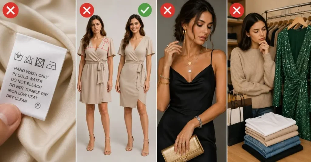 Modern American fashion dresses styled correctly by avoiding common fashion mistakes such as poor fit, mismatched accessories, and outdated trends