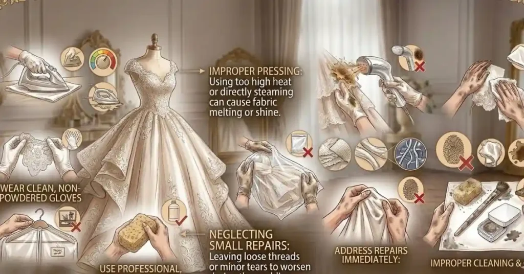 Common mistakes in choosing a princess wedding dress, including wrong sizing, over-accessorizing, ignoring comfort, and selecting unsuitable styles for the wedding venue.