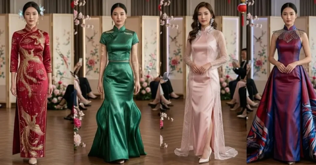 Future trends in Chinese bridal fashion beyond 2026 featuring modern silk designs, traditional embroidery, and elegant contemporary wedding styles.