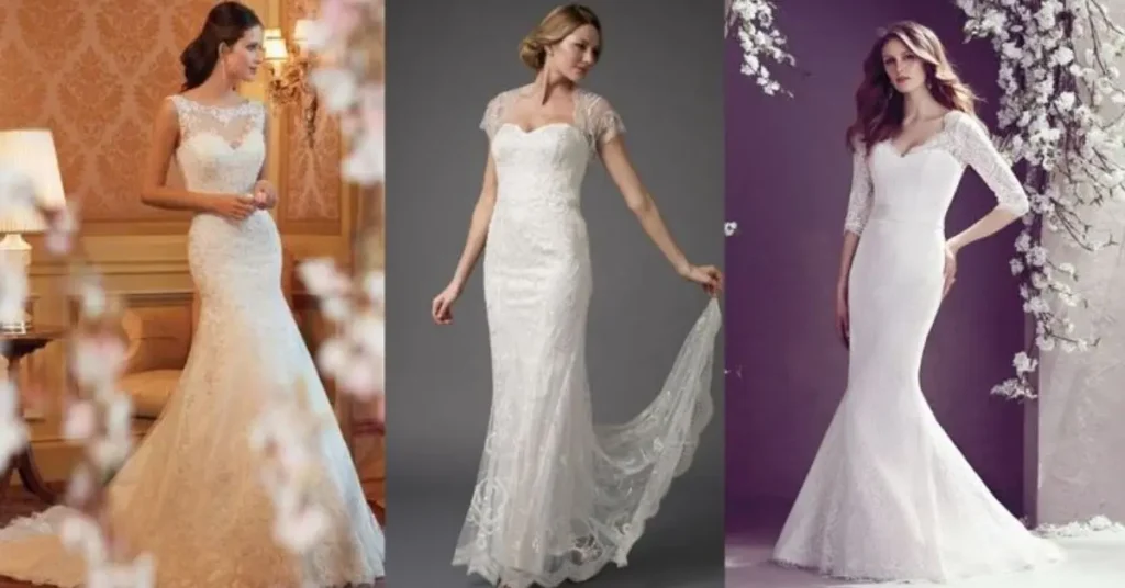 Bride selecting the perfect wedding dress while comparing different styles, focusing on fit, fabric, and elegant bridal design choices.
