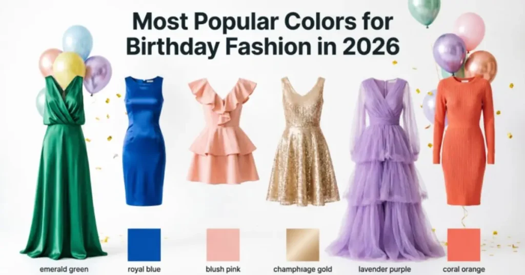 Most Popular Colors for Birthday Fashion in 2026 showcasing trendy pastel, bold, and elegant shades for modern birthday outfits.