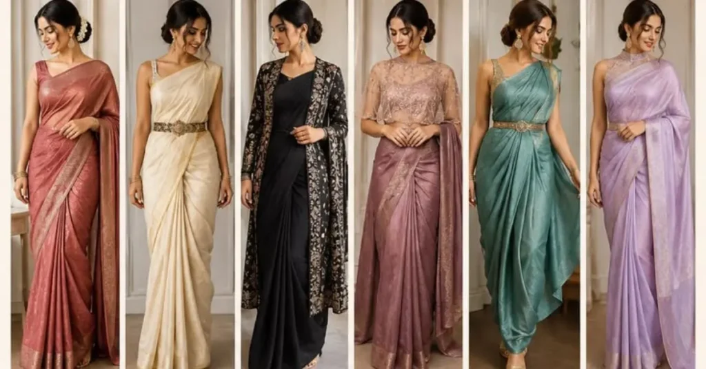 Elegant styling tips for a complete New Year party look featuring fashionable women with coordinated outfits, statement accessories, elegant footwear, and glamorous hair and makeup for festive 2026 celebrations.
