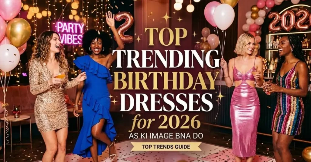 Elegant and trendy birthday outfits for 2026 featuring stylish modern fashion looks including sequin, satin, and chic party wear designs perfect for celebrations and special occasions.