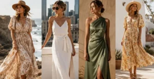 Australian Fashion Dresses: Gorgeous Looks for 2026 featuring elegant women wearing stylish floral, linen, and modern Australian dresses in a chic outdoor fashion setting.