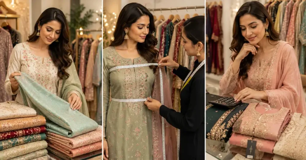 Buying guide for desi dresses for women showing fabric quality, proper fit, and stylish traditional South Asian outfits.