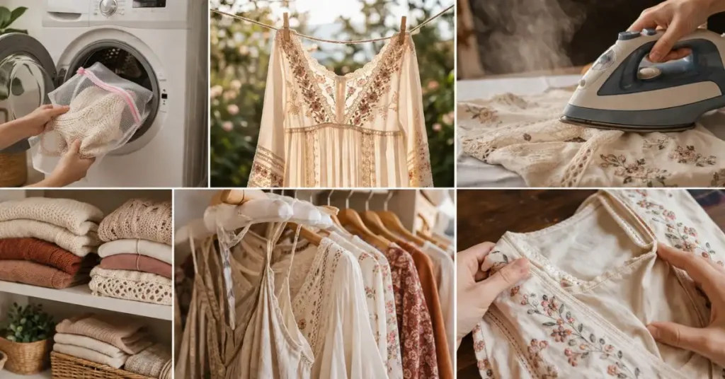 Caring for boho dresses for women by hand washing and storing delicate bohemian fabrics properly