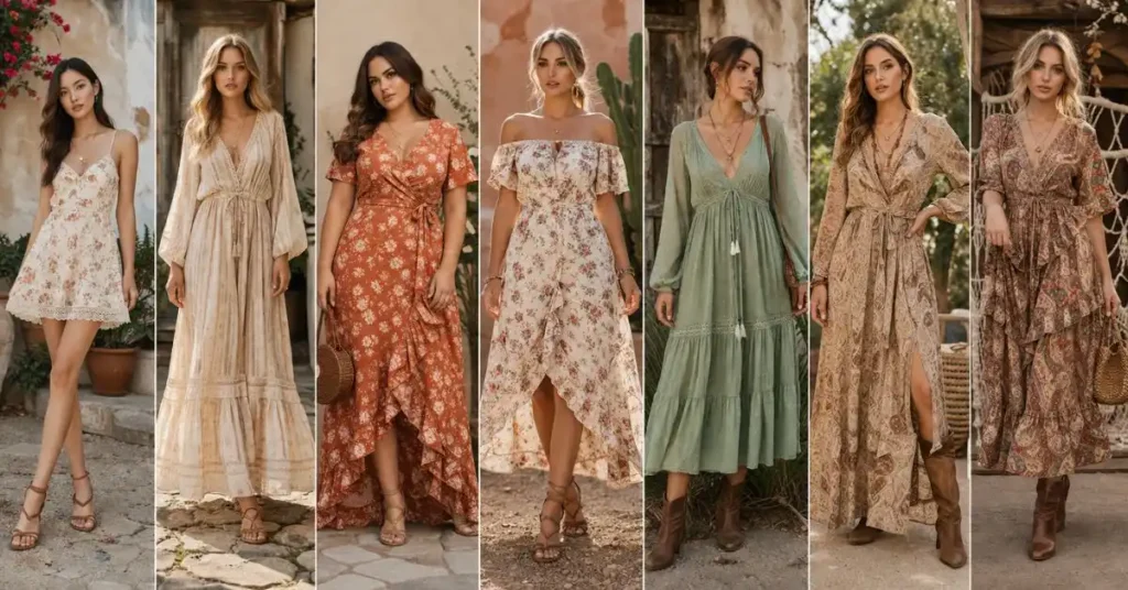 Choosing the right boho dress for your body type with flattering boho dresses for women in different silhouettes