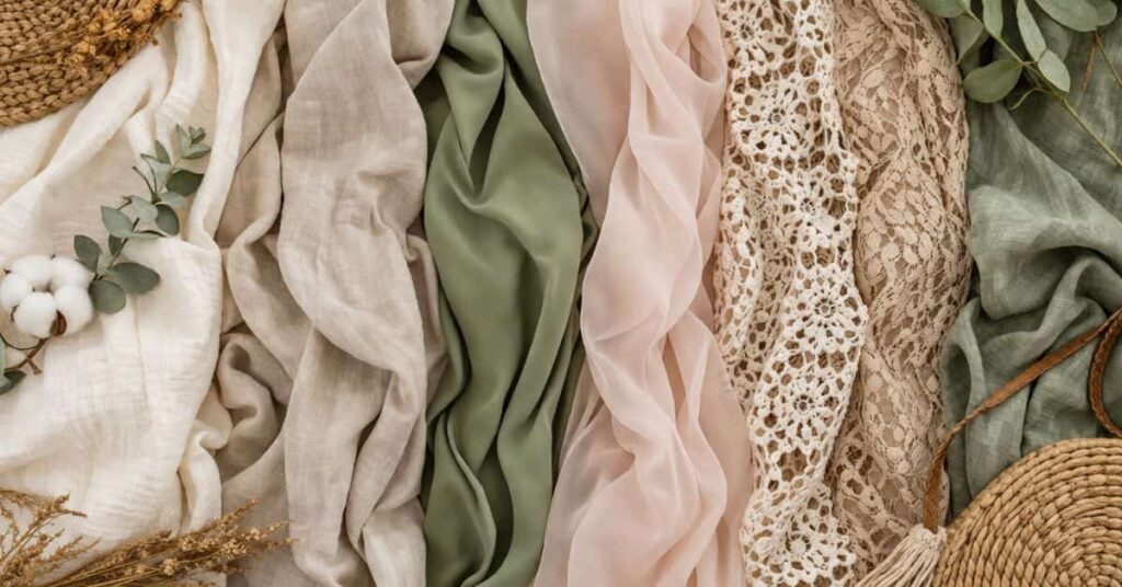 Best fabrics for bohemian fashion featuring cotton, linen, rayon, and chiffon boho dresses for women