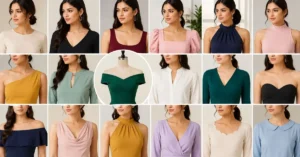 Types of necklines guide featuring popular neckline styles for dresses, tops, and blouses to help choose the perfect neckline for every body shape and occasion
