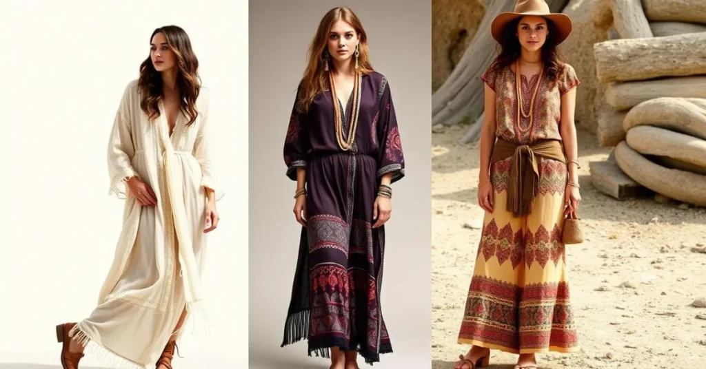What are boho dresses for women featuring a relaxed floral bohemian maxi dress with flowing silhouette